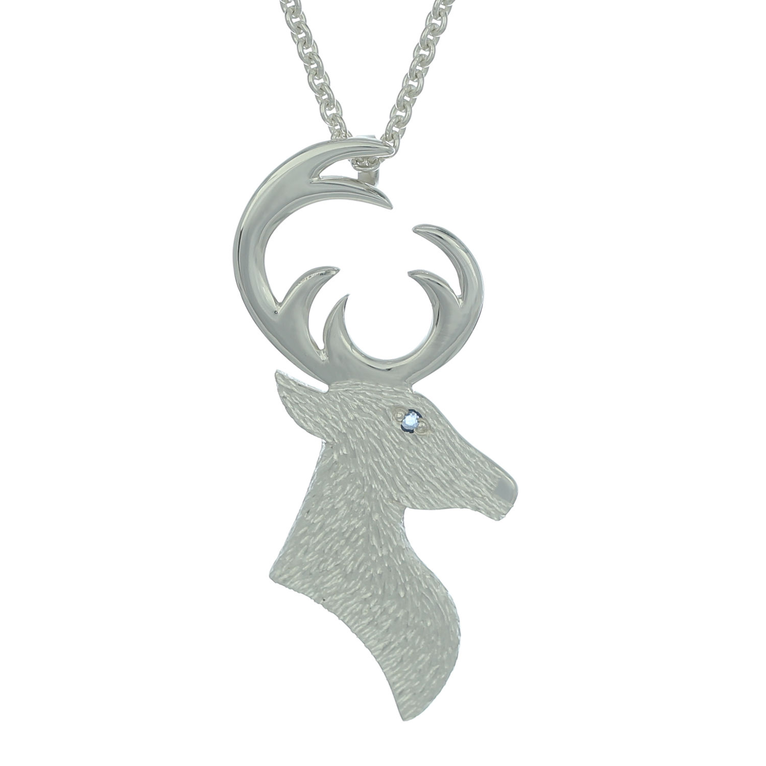 Stag Pendant Necklace, Textured