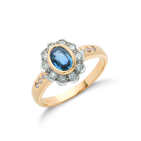 18ct Gold Ring with 0.36ct TW Diamonds and 0.90ct Sapphire Centre Stone