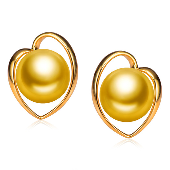 18ct Gold Heart Earrings with South Sea Pearls