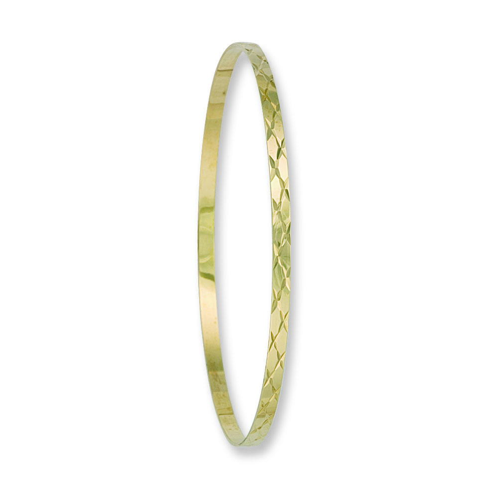 9ct Yellow Gold 3mm D/C Slave Bangle 4.0g