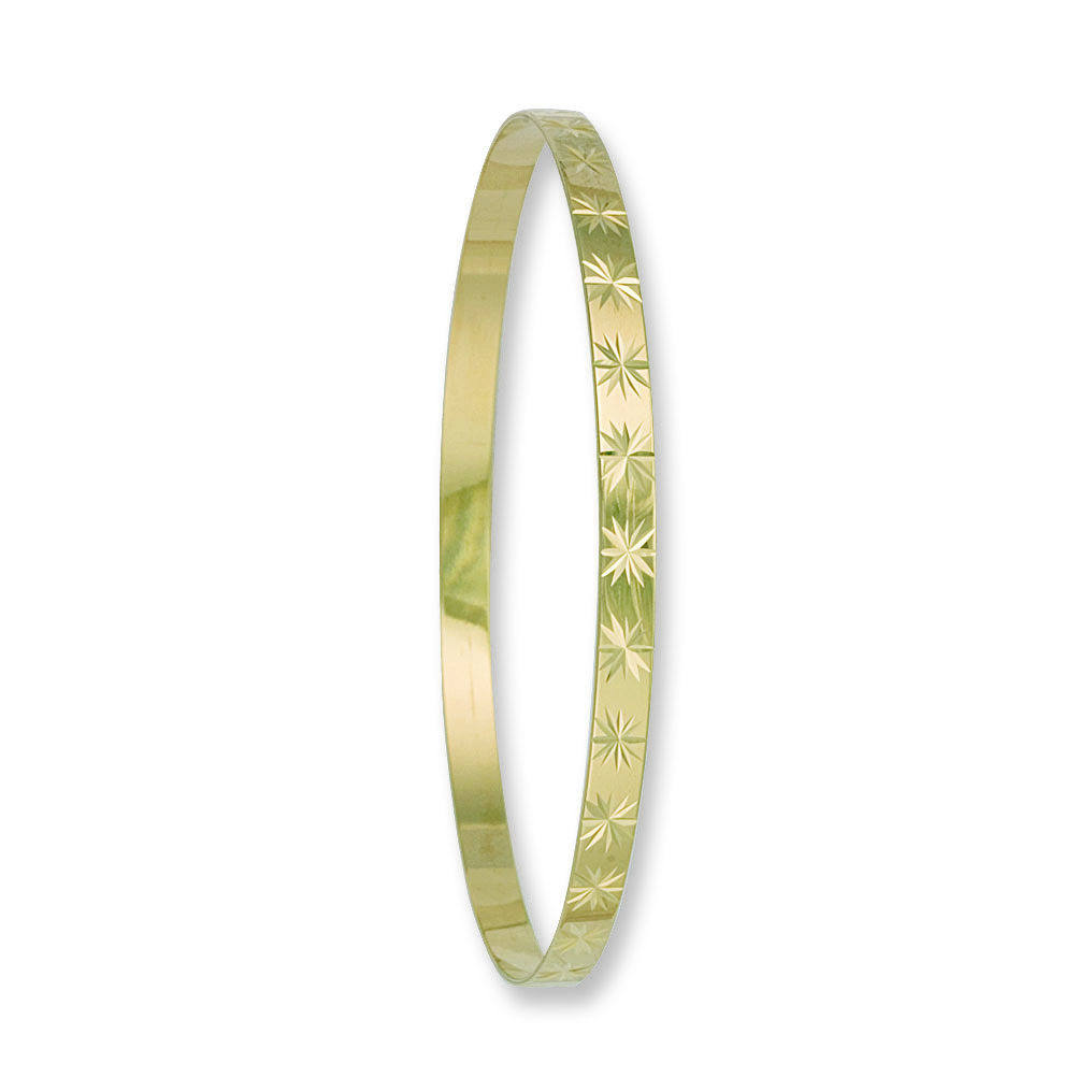 9ct Yellow Gold 4mm D/C Slave Bangle 6.0g