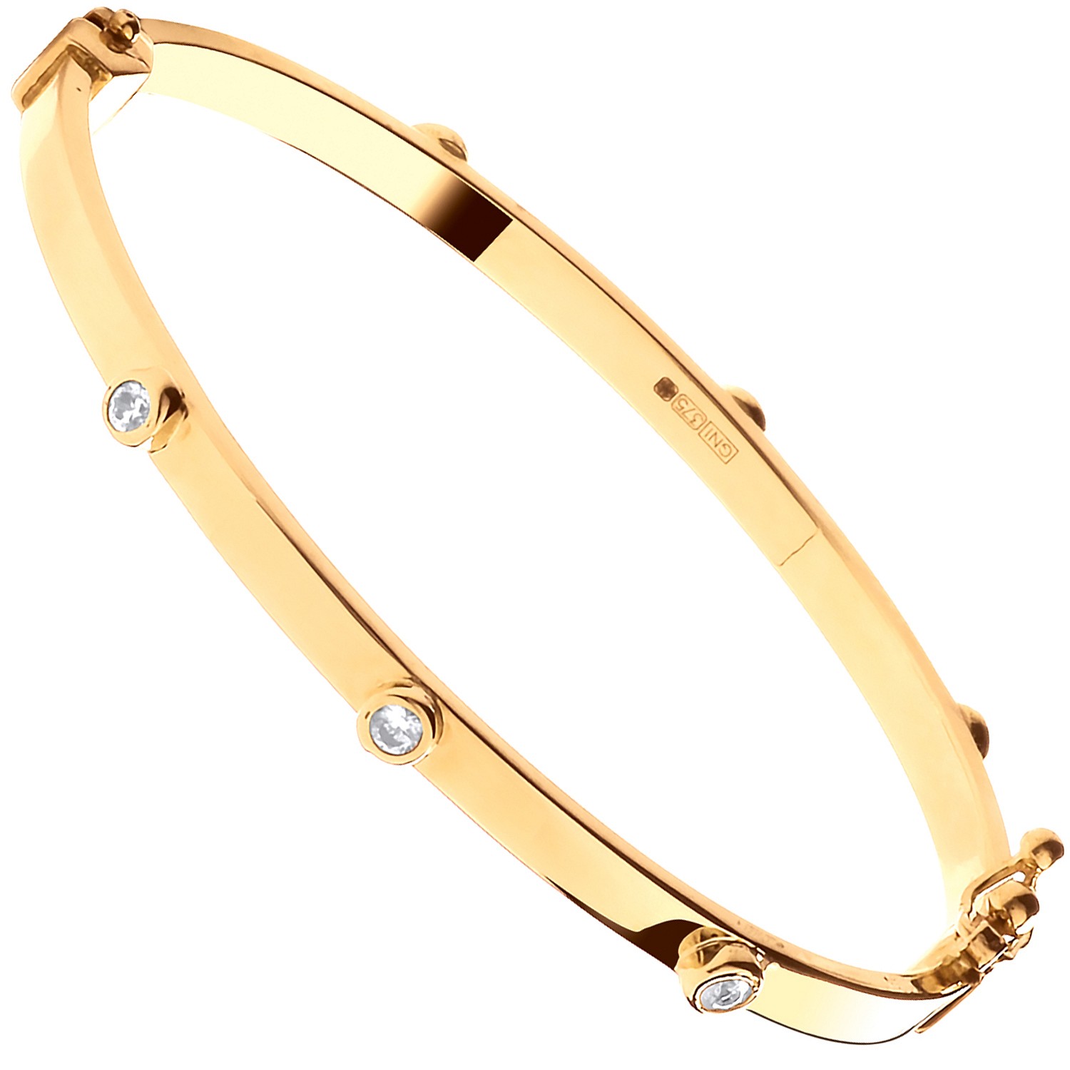 Y/G Hollow Oval Cz Baby Bangle