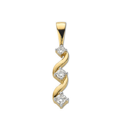 9ct Yellow Gold 0.15ct Diamond Trilogy Pendant