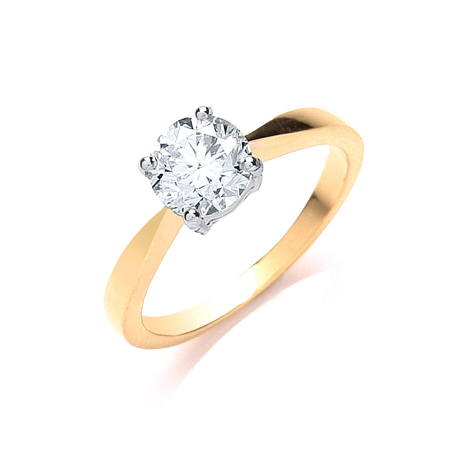 1.00ct Brilliant Cut Diamond 18ct Gold Ring, G/H-SI, Size Z6