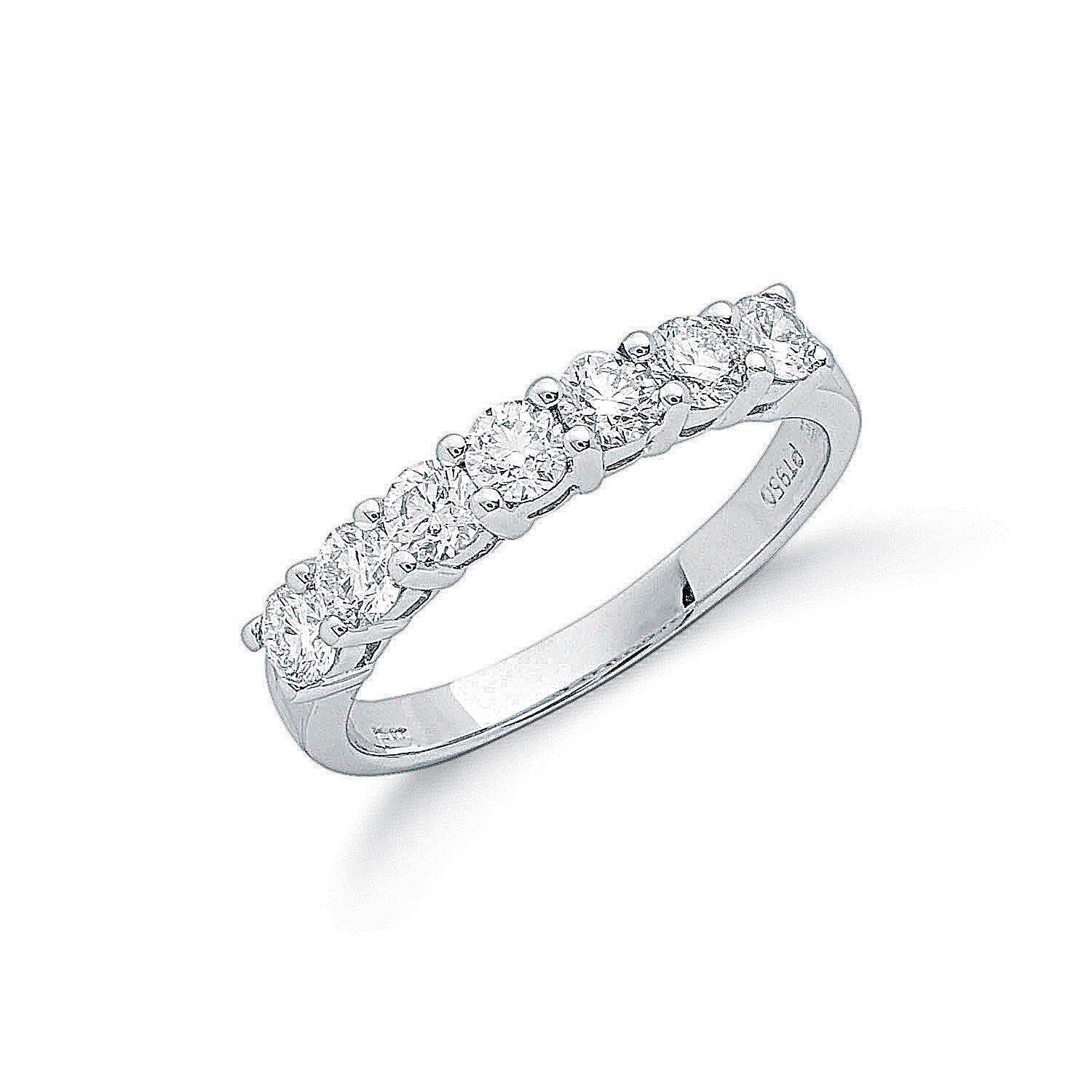 0.75ct TW Five Diamonds Platinum Ring, G/H-VS, Size Z6