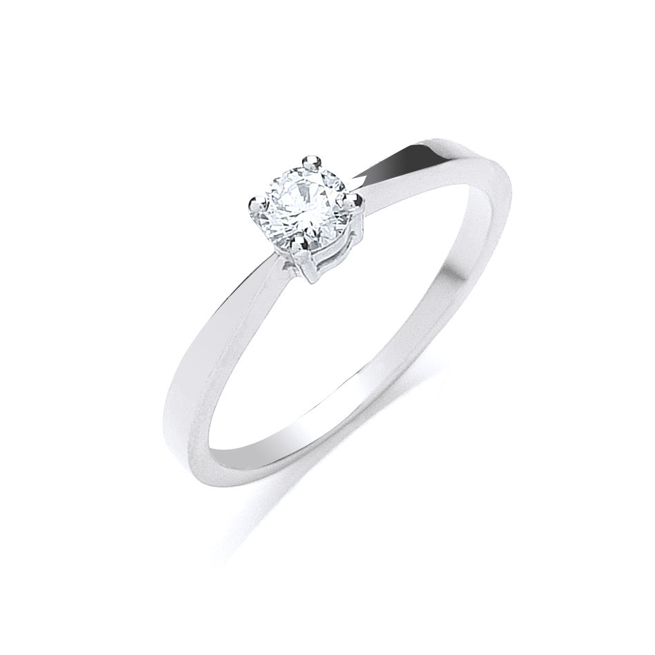 0.25ct Center Diamond Platinum Ring, G/H-SI, Size Z6