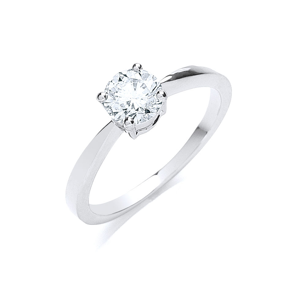 0.75ct Center Diamond Platinum Ring, G/H-SI, Size Z6