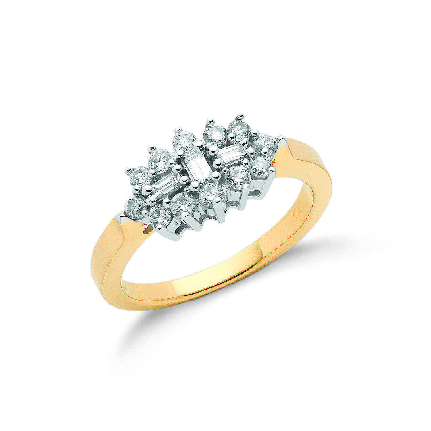 0.50ct TW Diamond 18ct Gold Ring with Baguette Centre, G/H-SI