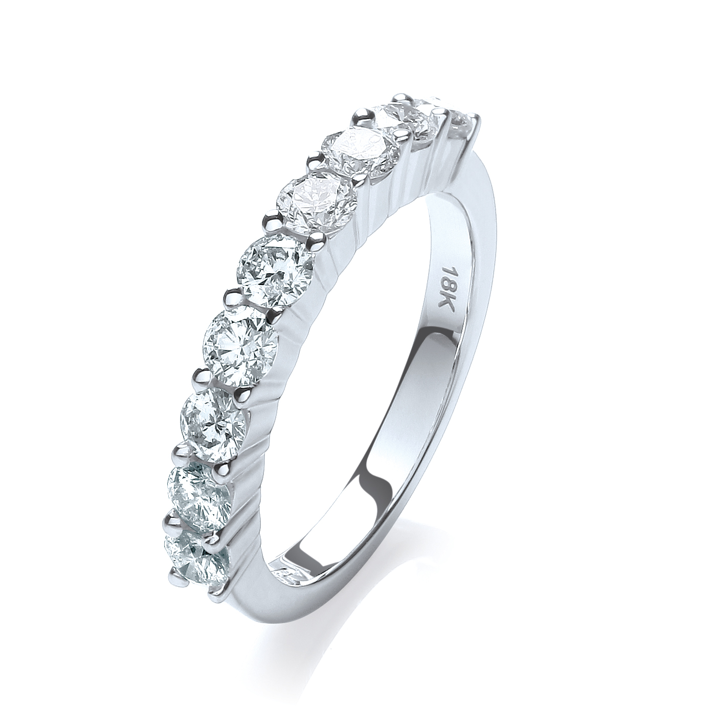 1.00ct TW Diamonds in Single Row, 18ct White Gold Ring, G/H-SI