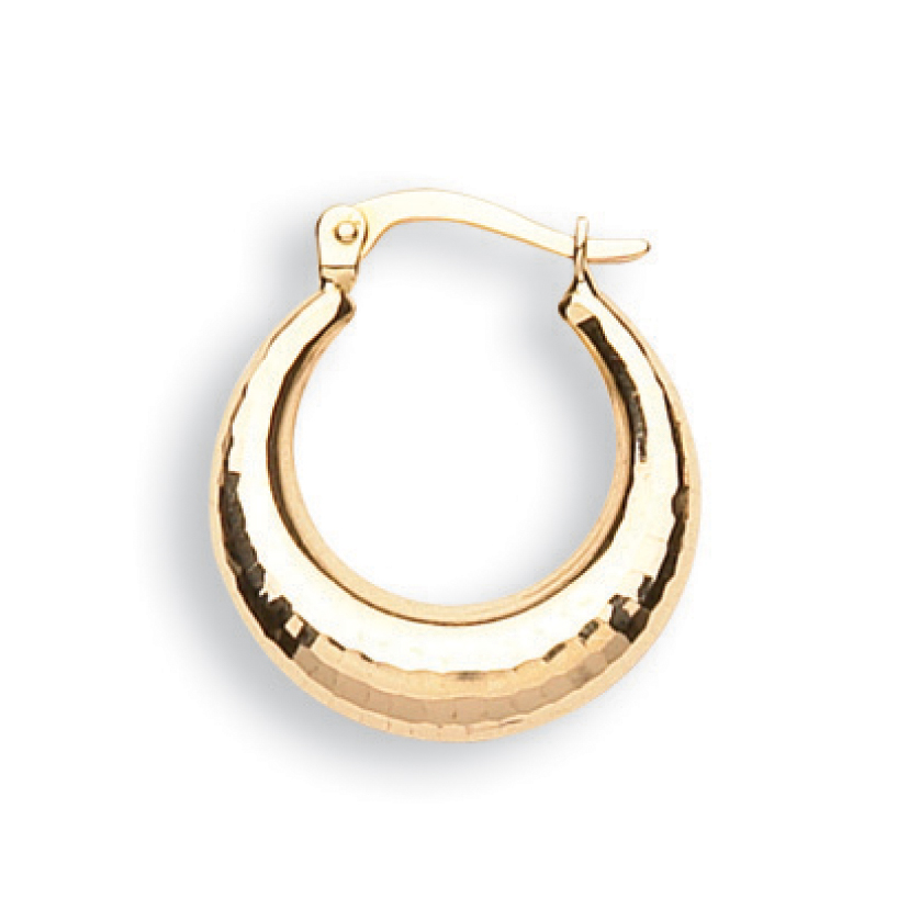 9ct Yellow Gold D/C Hoop Earrings 1.4g