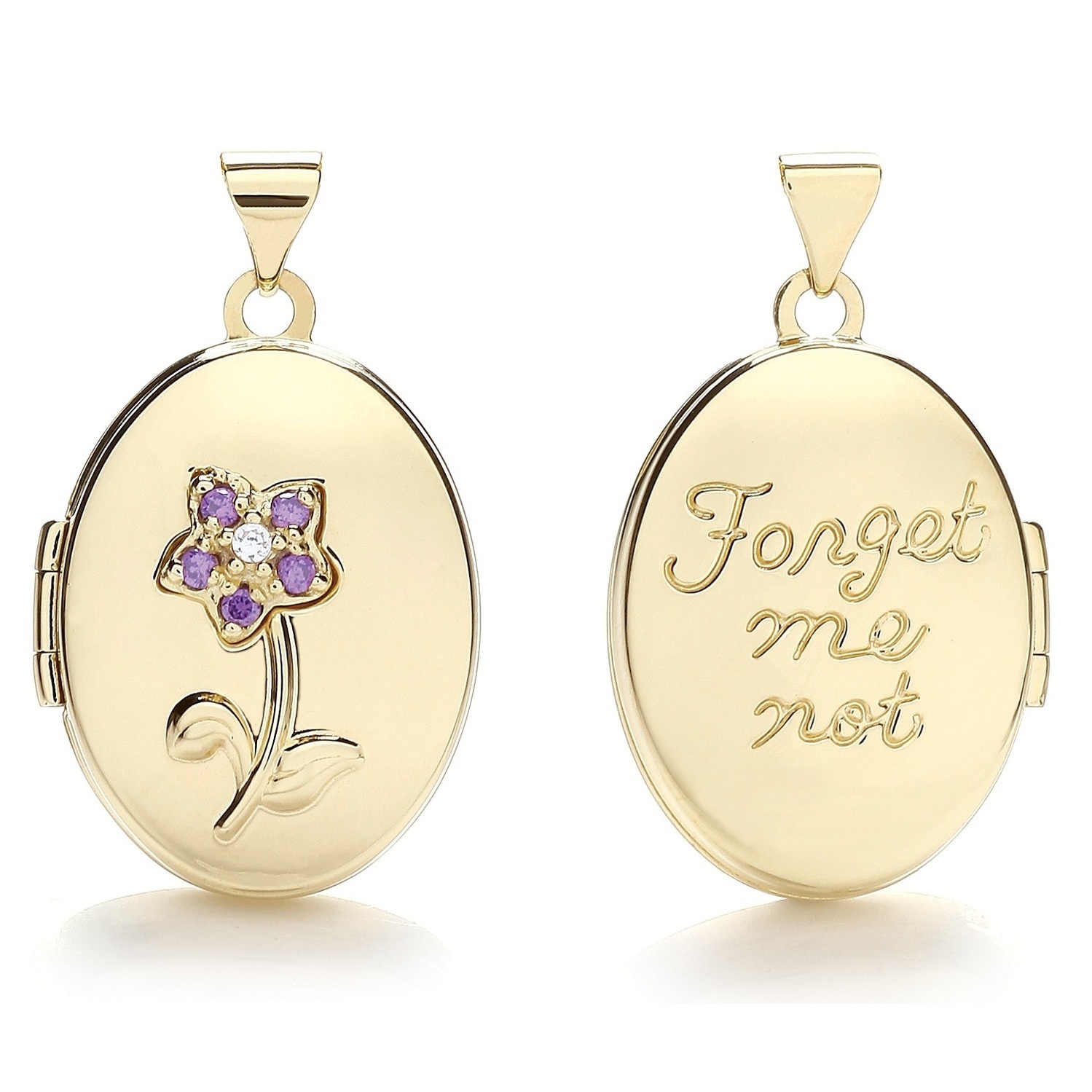 9ct Gold "Forget Me Not" Locket with CZ Flower