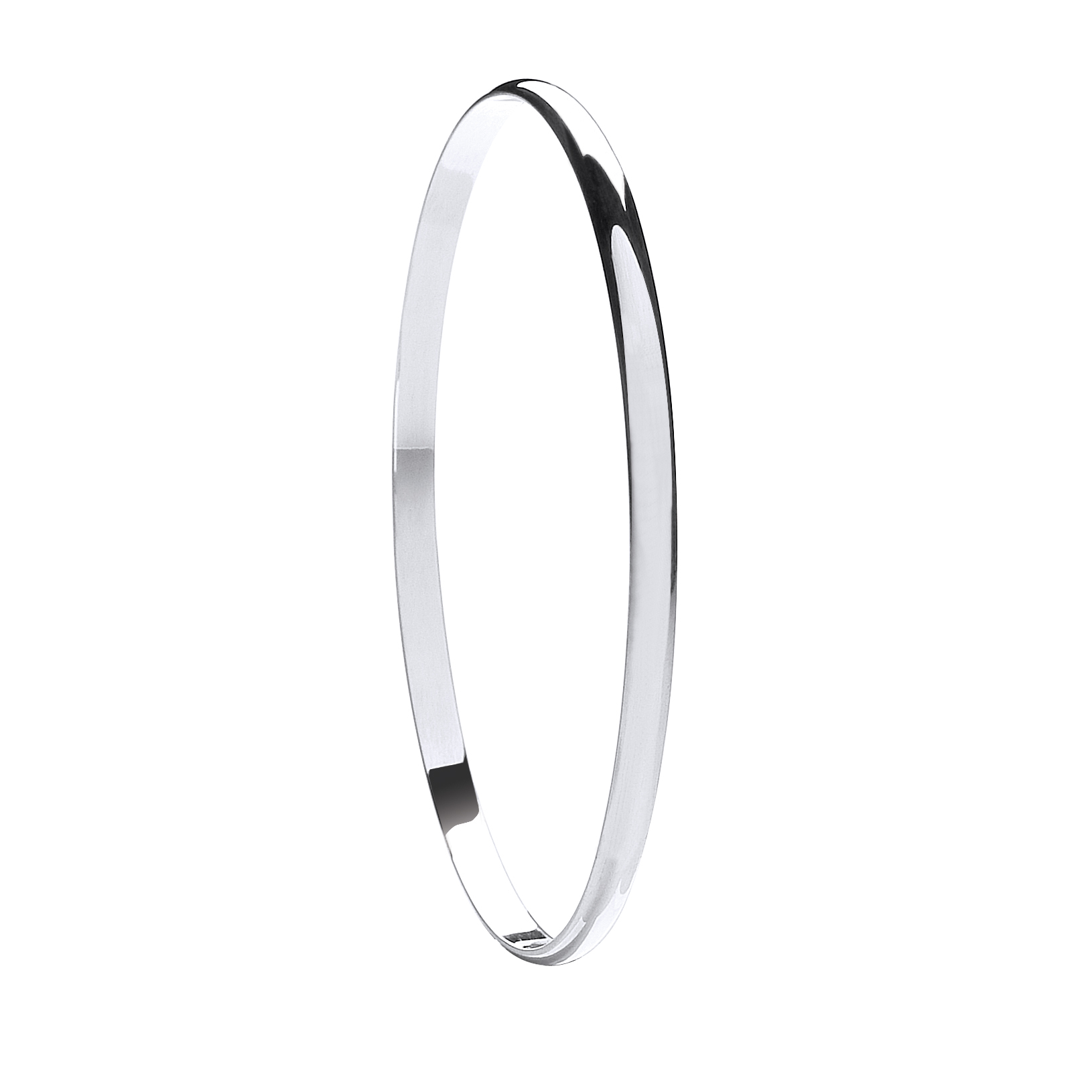 Sterling Silver 4mm D - Shaped Slave Bangle 9.0g