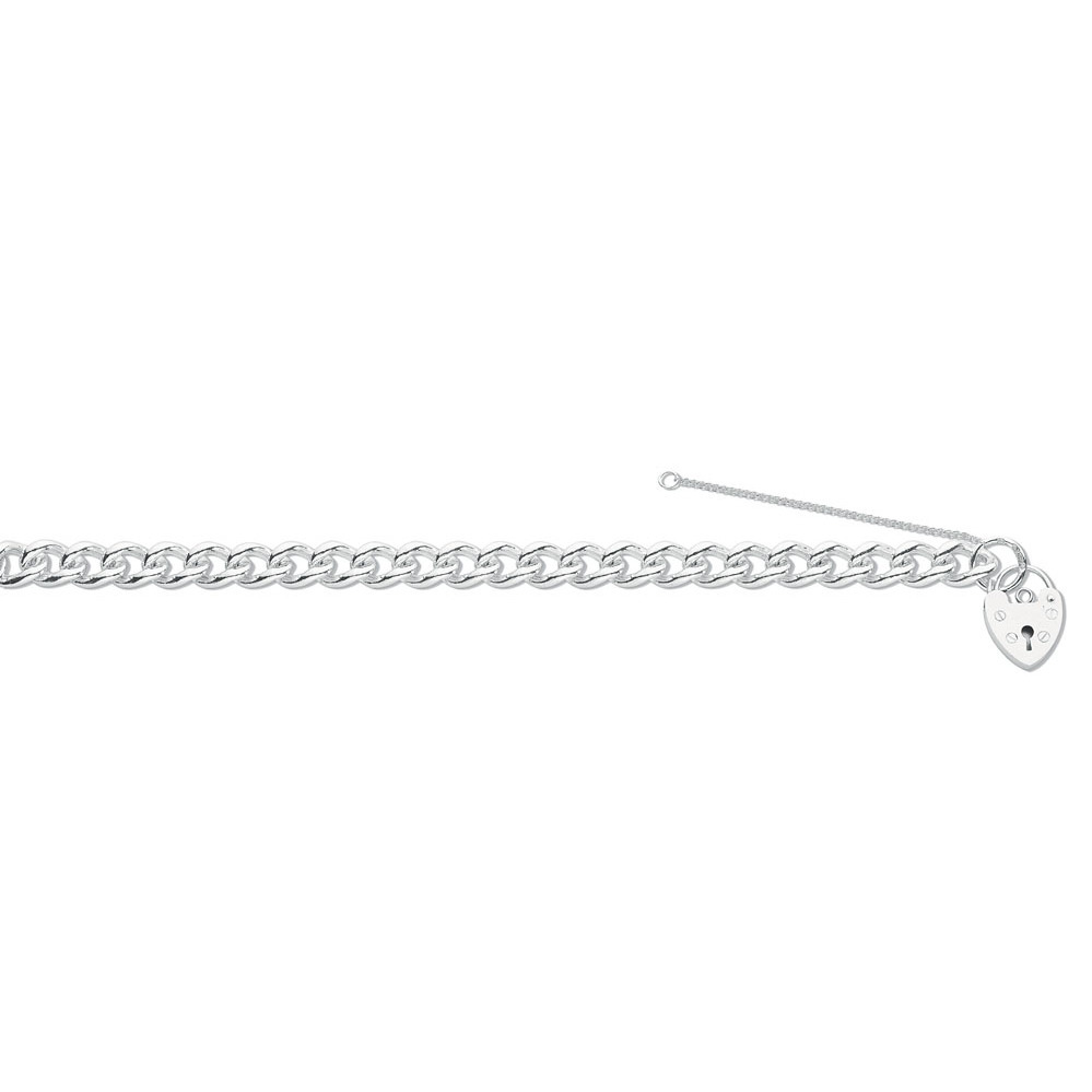 Silver Open Curb & Padlock Charm Bracelet