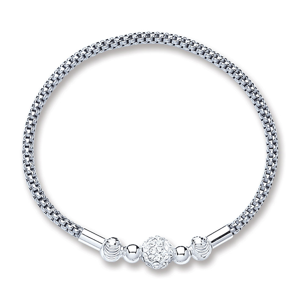 Silver Mesh with Crystal Ball Bracelet